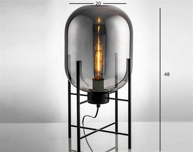 Настольная лампа Стекло Овал Дымчато-серый H48/D24