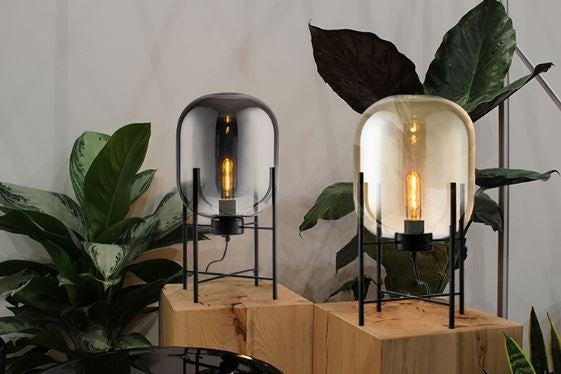 Настольная лампа Стекло Овал Дымчато-серый H48/D24