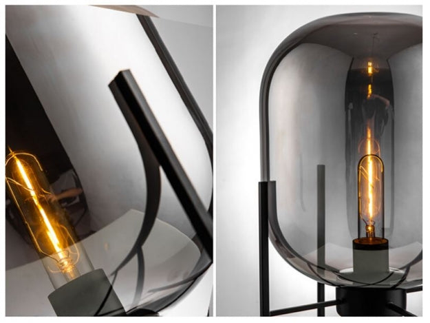 Настольная лампа Стекло Овал Дымчато-серый H48/D24