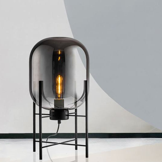 Настольная лампа Стекло Овал Дымчато-серый H48/D24