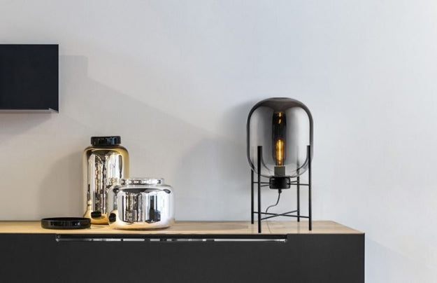 Настольная лампа Стекло Овал Дымчато-серый H48/D24