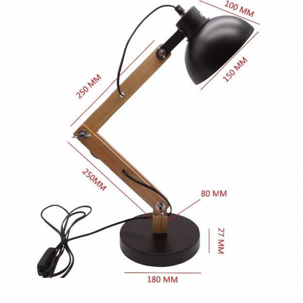 Настольная лампа Металл Дерево H45